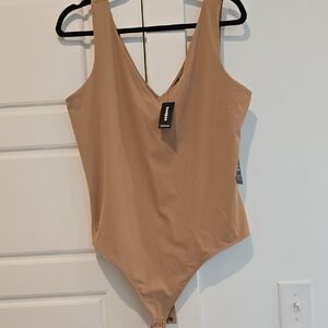 Express Camel V-Neck Bodysuit